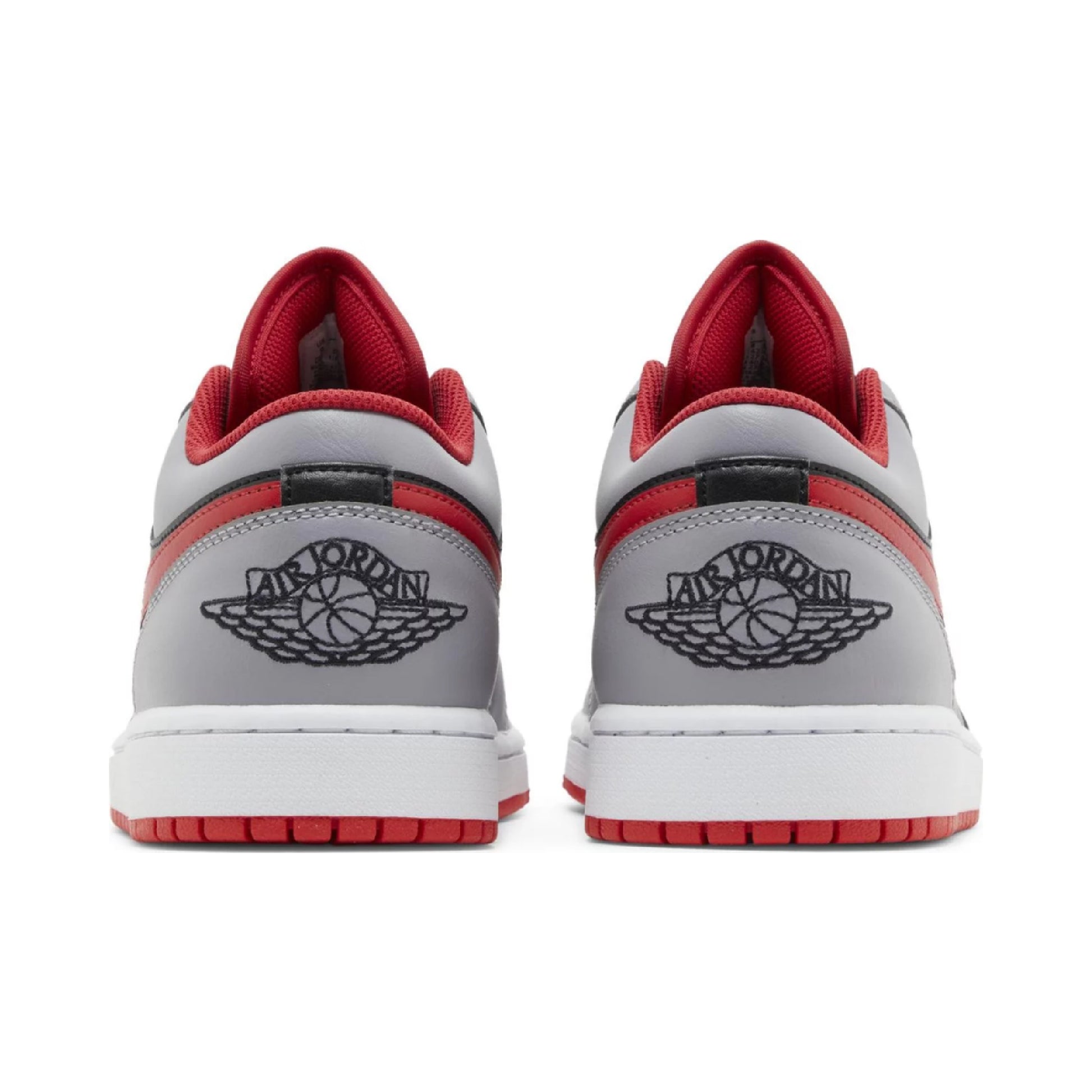 this is an image of Jordan 1 Low "Cement Grey Fire Red" (Women's)