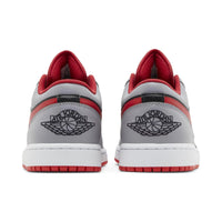this is an image of Jordan 1 Low "Cement Grey Fire Red" (Women's)