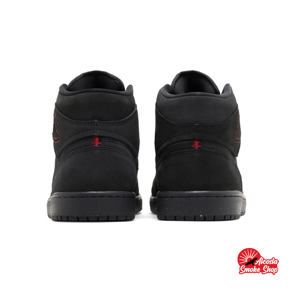 this is an image of Jordan 1 Mid "Dark Smoke Red" GS