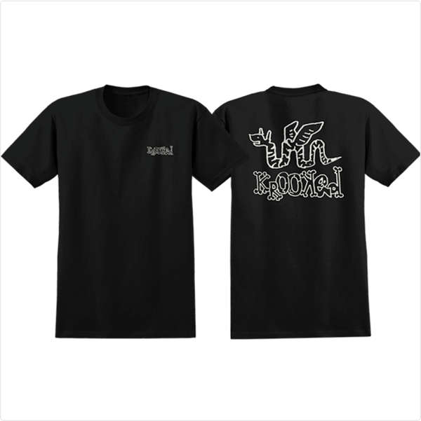 Krooked Skateboards No Monsters Short Sleeve Tee Color Black | Mark Gonzales Graphic