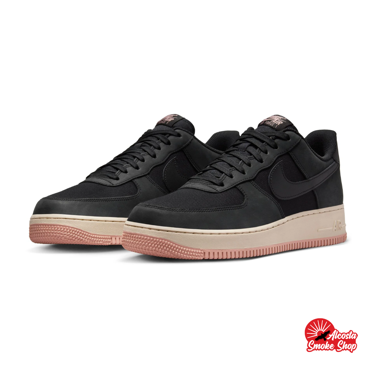 this is an image of Nike Air Force 1 07' LX "Black Red Stardust"