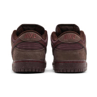 Nike Dunk Low Retro Premium Burgundy Crush outsole and heel view showing rubber cupsole construction and tonal outsole