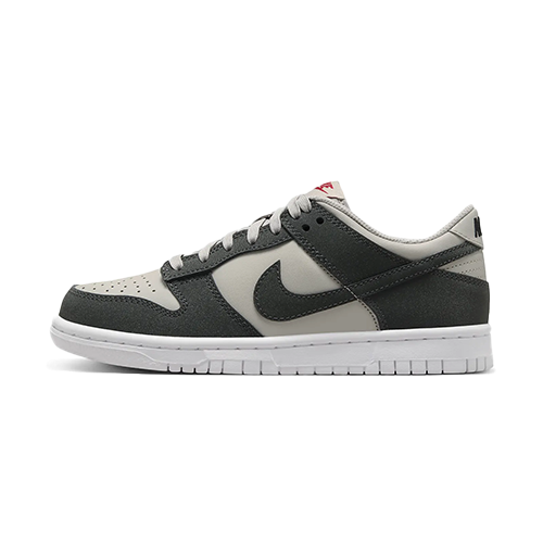 this is an image of Nike Dunk Low "Light Iron Ore White Gym Red Anthracite" (GS)