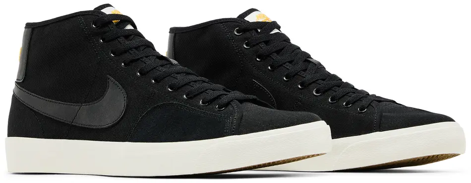 this is an image of Nike SB Blazer Court Mid "Triple Black Sail"