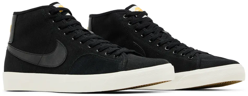 this is an image of Nike SB Blazer Court Mid "Triple Black Sail"
