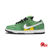 Nike SB Dunk Low Tokyo Green Taxi medial side view showing tonal green Nike SB Swoosh and padded ankle collar