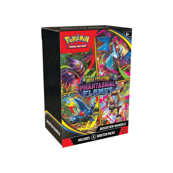 Pokemon TCG Phantasmal Flames Booster Bundle packaging showing ME02 set branding