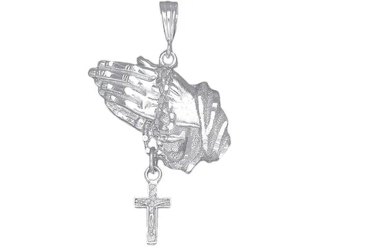 Praying Hands Pendant in Sterling Silver product photo