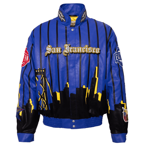 Jeff Hamilton 2025 NBA All-Star San Francisco Bay Area Vegan Leather Jacket (Blue, XL)