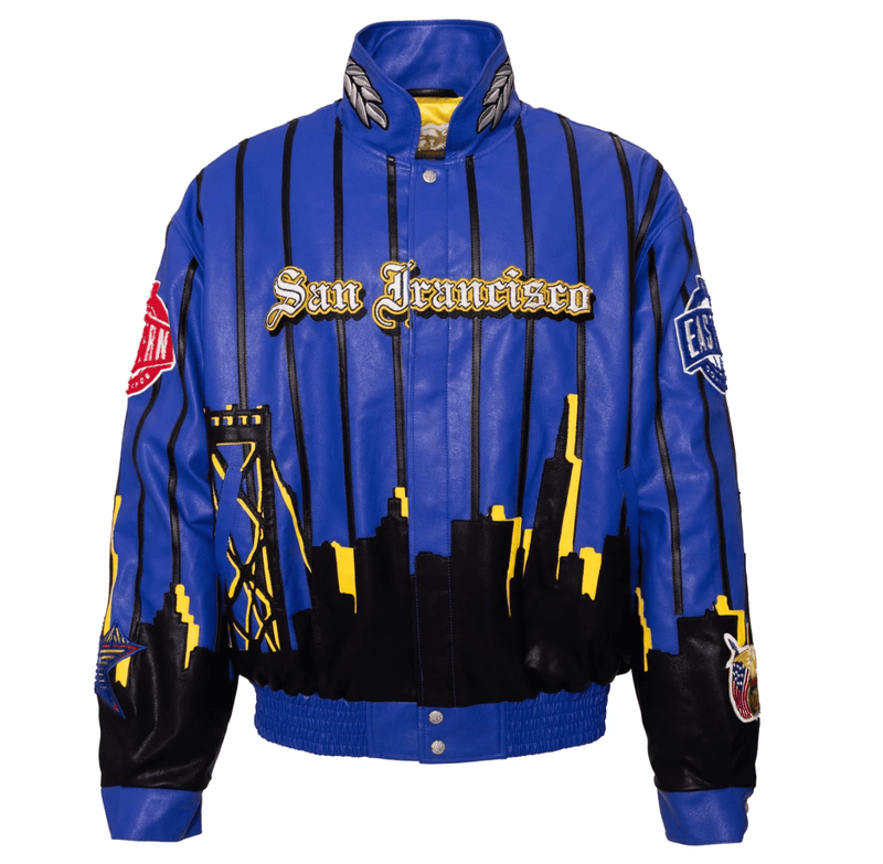 Jeff Hamilton 2025 NBA All-Star San Francisco Bay Area Vegan Leather Jacket (Blue, XL)