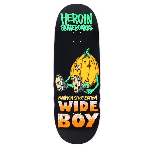 Heroin Skateboard Deck Pumpkin Spice Wideboy Shape 10.75