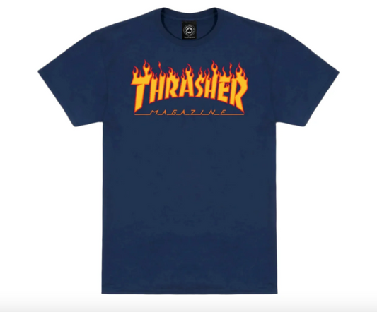 Thrasher Flame Logo SS Tee Navy