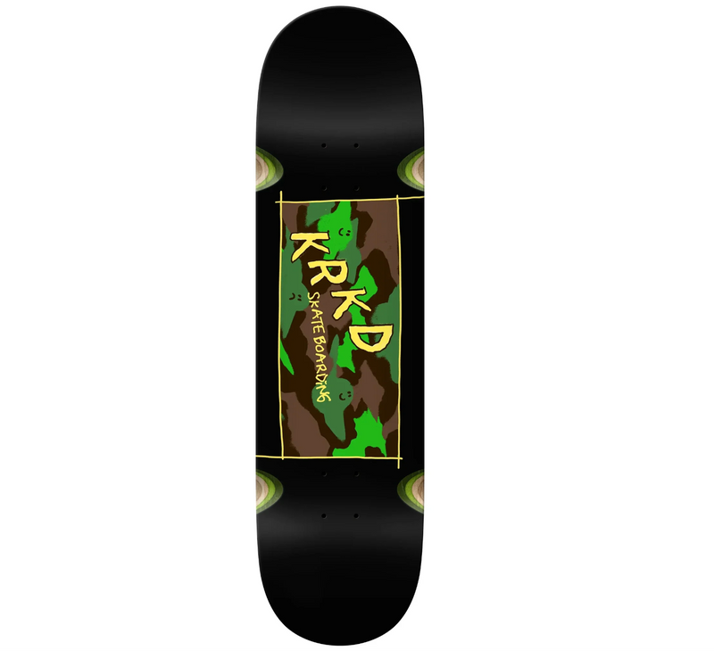 Krooked Skateboard Deck Team Eyes Camo Black 9.0