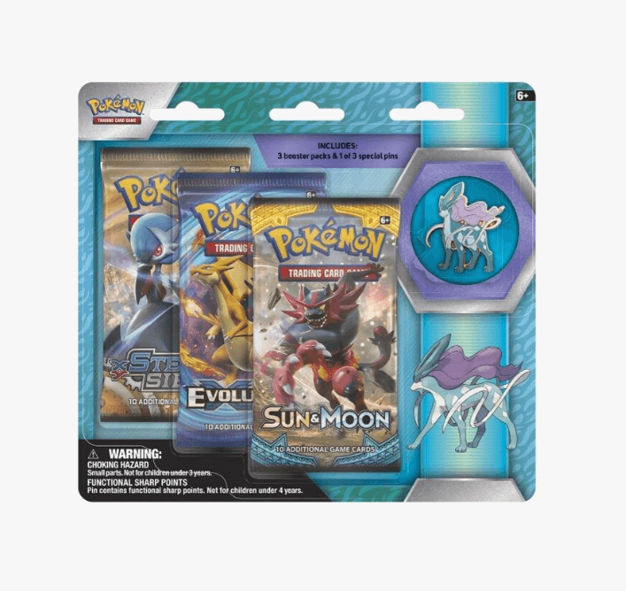 this is an image of Legendary Beasts Collector Pin 3 Pack Blister [Suicune]