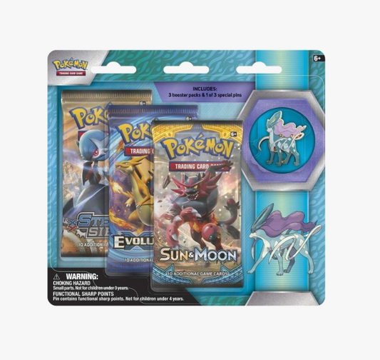 this is an image of Legendary Beasts Collector Pin 3 Pack Blister [Suicune]