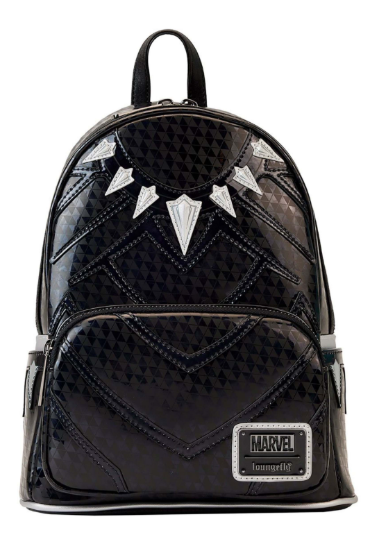 this is an image of Loungefly Black Panther Metallic Cosplay Backpack