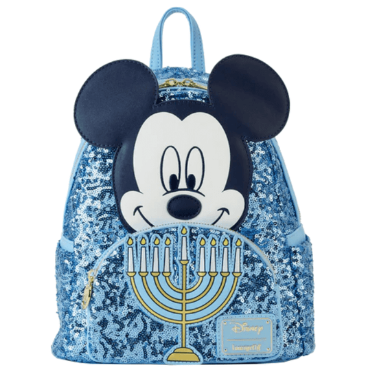 Loungefly Hanukkah Mickey Mouse Sequin Glow Mini Backpack