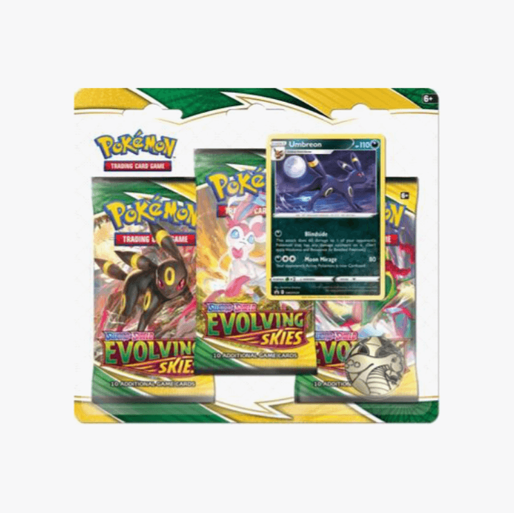 Pokemon TCG Evolving Skies 3 pack blister product photo of sealed blister packaging