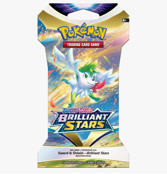 Pokemon Brilliant Stars sleeved booster pack SWSH09 front view showing sealed pack artwork