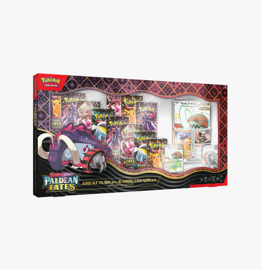 Pokemon TCG Paldean Fates Great Tusk ex Iron Treads ex Premium Collection product photo of sealed packaging