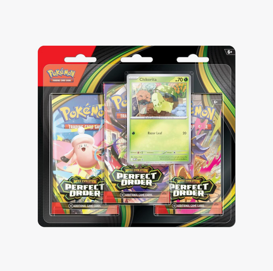 Pokemon TCG Mega Evolution Perfect Order 3 Pack Blister product photo of sealed packaging