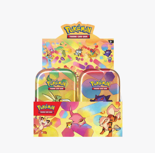 Pokemon TCG 151 Mini Tin Display showing all 10 tin designs