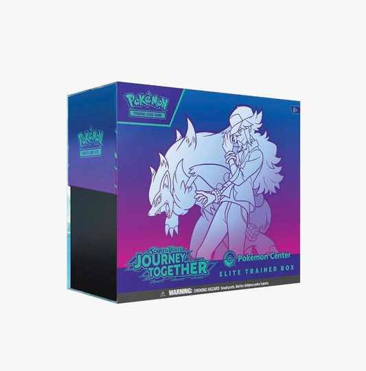 Pokemon TCG Journey Together Pokemon Center Elite Trainer Box packaging showing exclusive box art