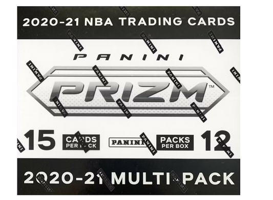 2020-21 Panini Prizm Basketball Multi-Pack Cello Box factory sealed retail packaging showing Red White Blue Prizm callout