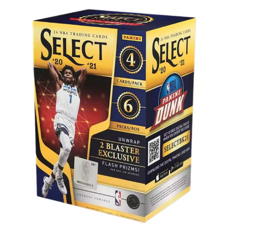 2020-21 Panini Select Basketball Blaster Box factory sealed retail packaging showing Flash Prizm callout
