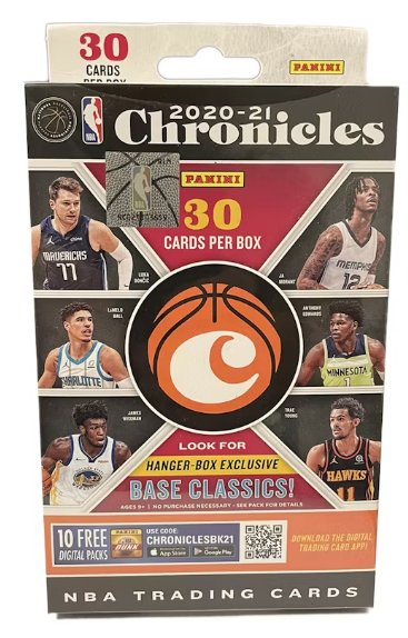 2020-21 Panini Chronicles Basketball Hanger Box factory sealed retail packaging showing multi-brand design