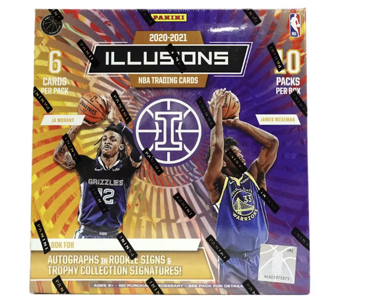 2020-21 Panini Illusions Basketball Mega Box front view showing factory sealed retail packaging with Illusions design