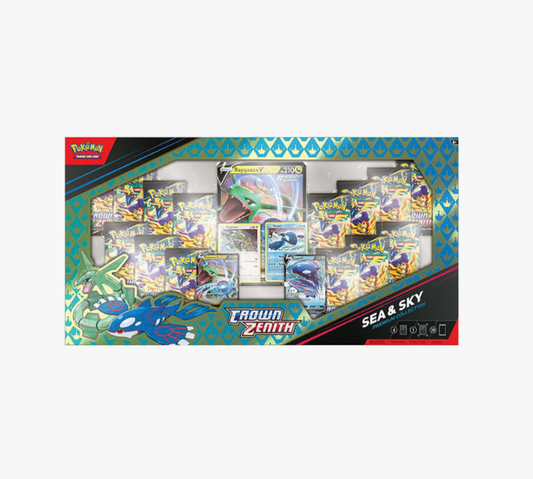 Pokemon TCG Sea and Sky Premium Collection Crown Zenith front view factory sealed