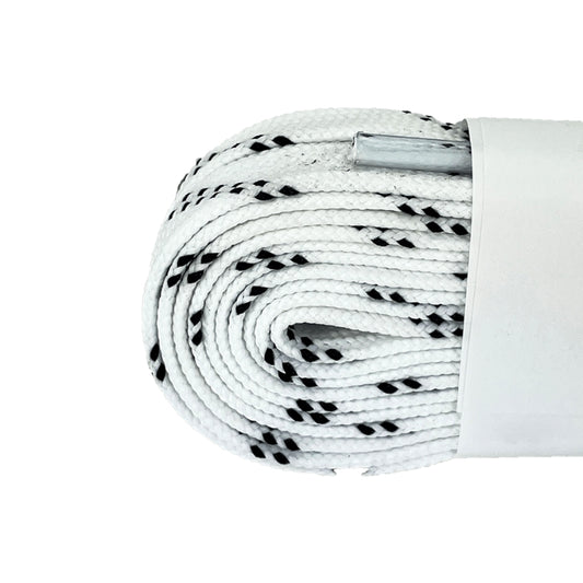 this is an image of Speed Laces White Black Trace Waxed