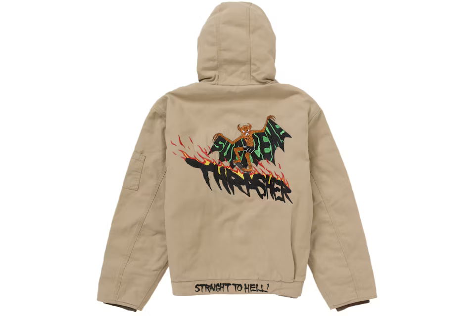 this is an image of Supreme x Thrasher Hooded Work Jacket