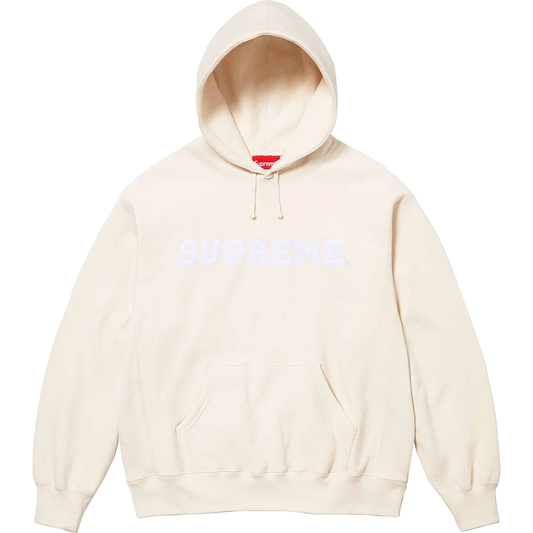 this is an image of Supreme Hoodie Collegiate Logo