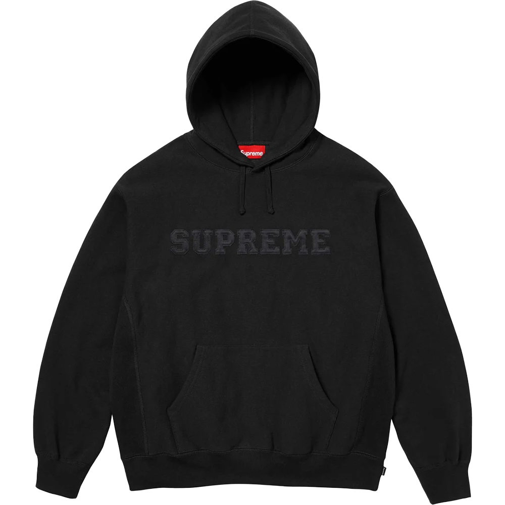 this is an image of Supreme Hoodie Collegiate Logo