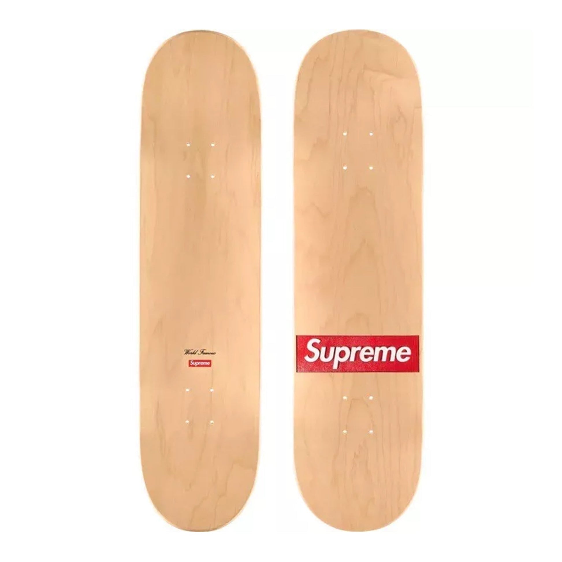 this is an image of Supreme Routed Box Logo Skateboard Deck