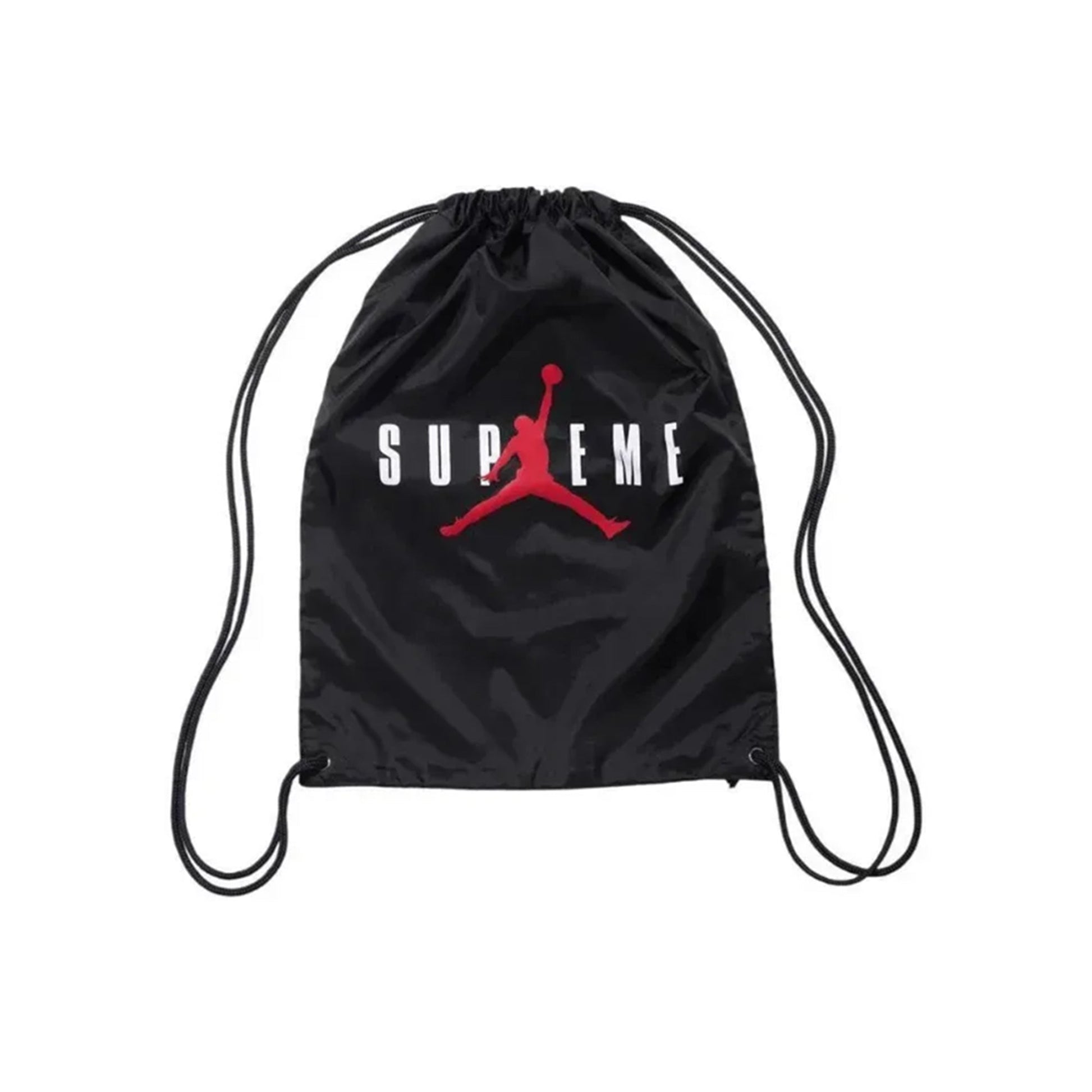 this is an image of Supreme x Jordan Drawstring Bag