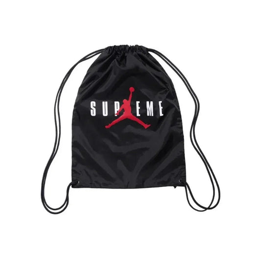 this is an image of Supreme x Jordan Drawstring Bag