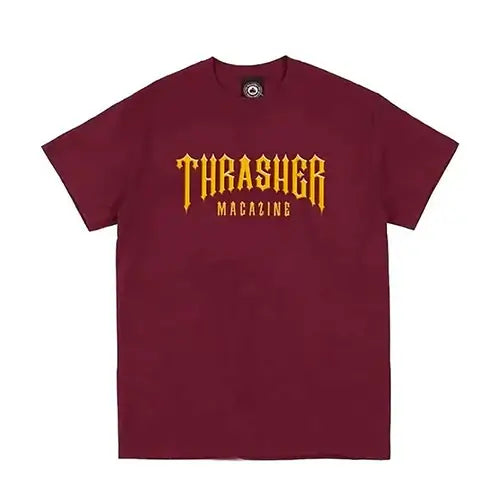 this is an image of Thrasher SS Tee Low Low Logo Maroon