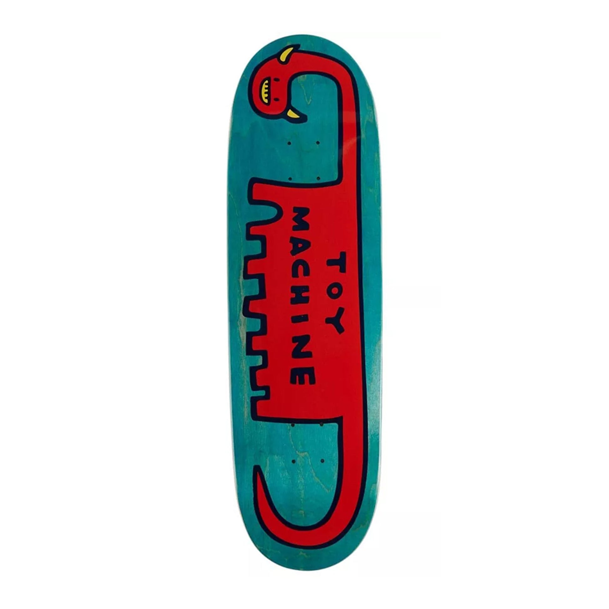 this is an image of Toy Machine Skateboard Deck Dino Sour Shape