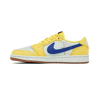 this is an image of Travis Scott x Air Jordan 1 Retro Low OG 'Canary' (Women's)
